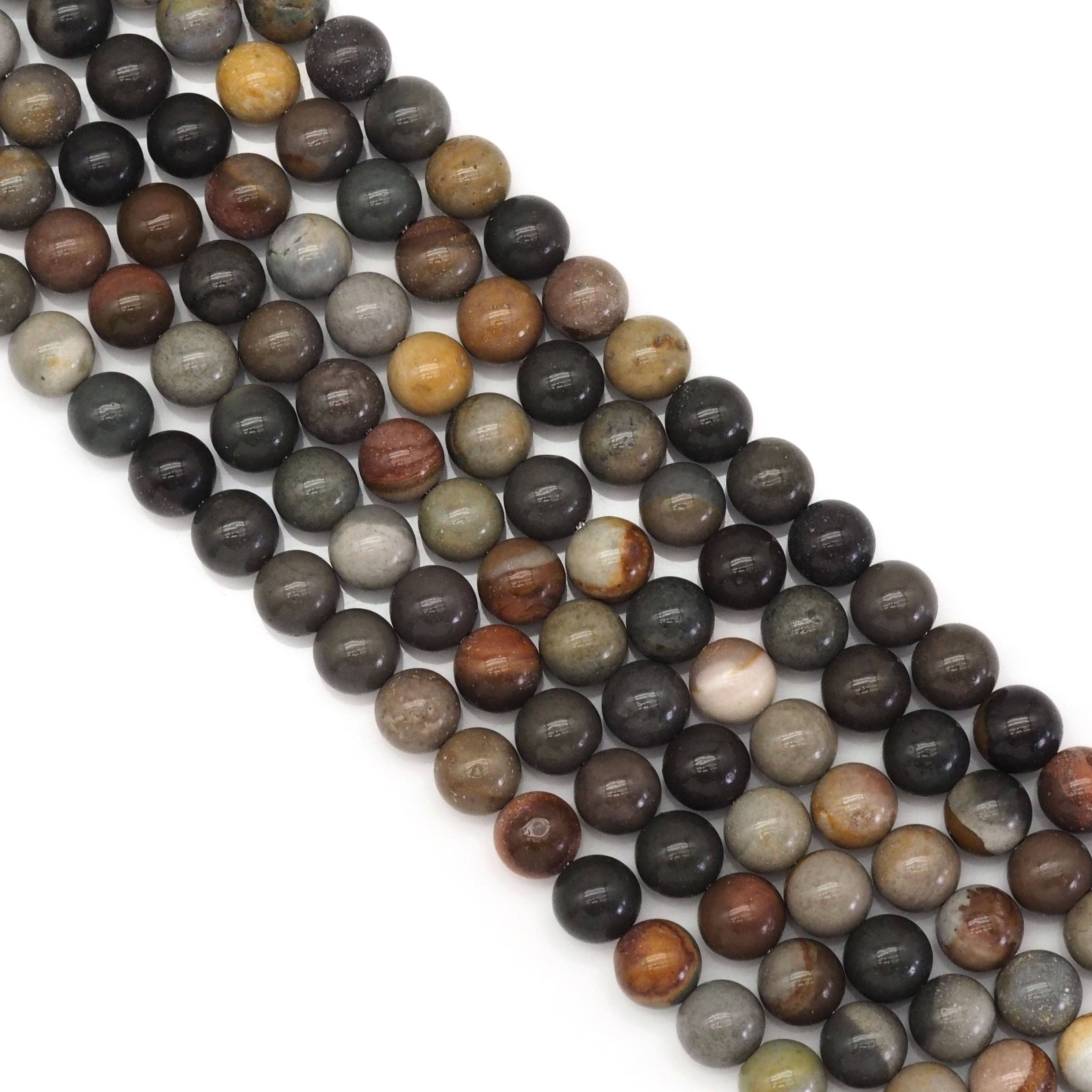 Genuine American Picture Jasper Round Smooth Beads, 8mm/10mm, Sku#U1726