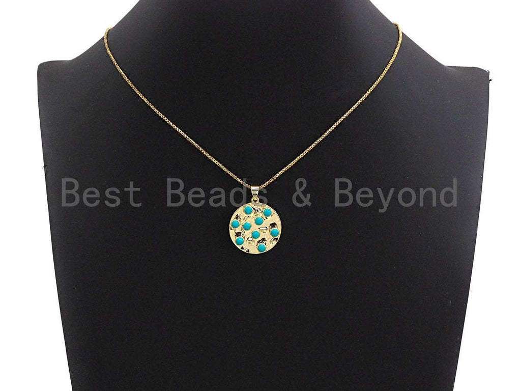 Colorful Enamel Round Particle On Gold Round Coin Pendant, 23x25mm,Sku#F1041C