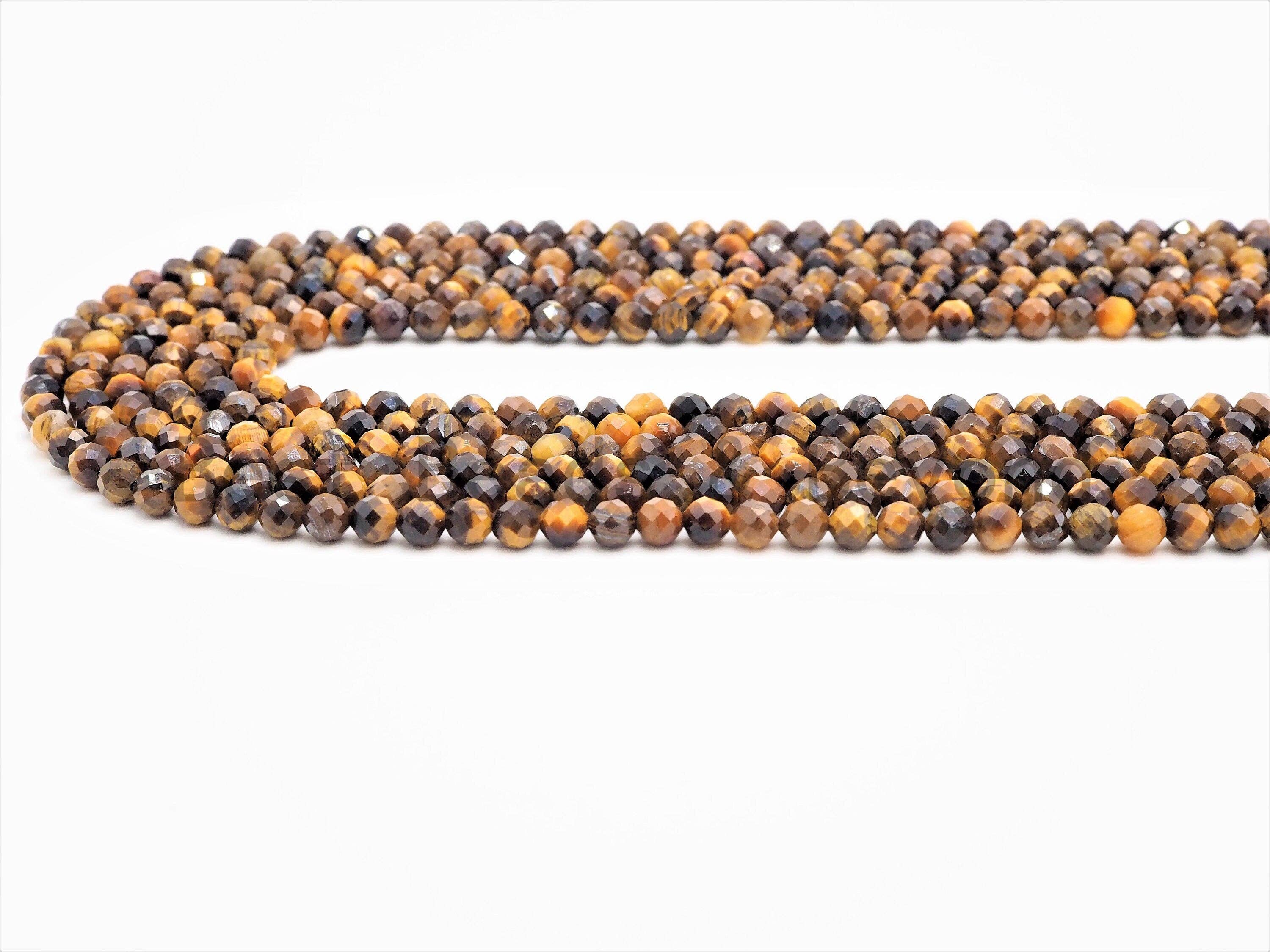 High Quality Natural Yellow Brown Tiger Eye Round Faceted Beads, 2mm/3mm/4mm Tiger Eye Beads,15.5inch strand,SKU#U361