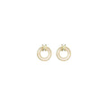 Gold White Mother of Pearl Circle With Knot Stud Earrings, S