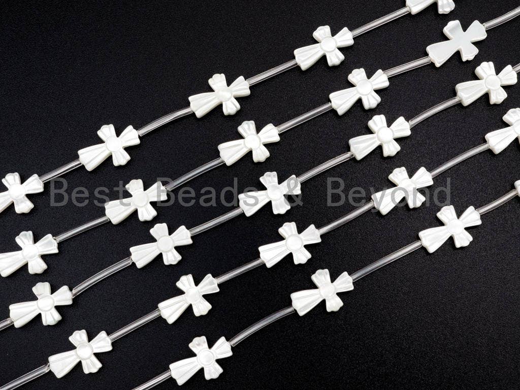 1/15pcs Natural Mother of Pearl beads,10x14mm White Pearl Carved Cross Beads strand, Cross Pearl Shell Beads, SKU#T27
