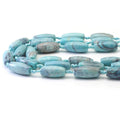Planet Blue Tibetan Agate Barrel Shape Beads, 13x30mm Focal Beads, Sku#U1630
