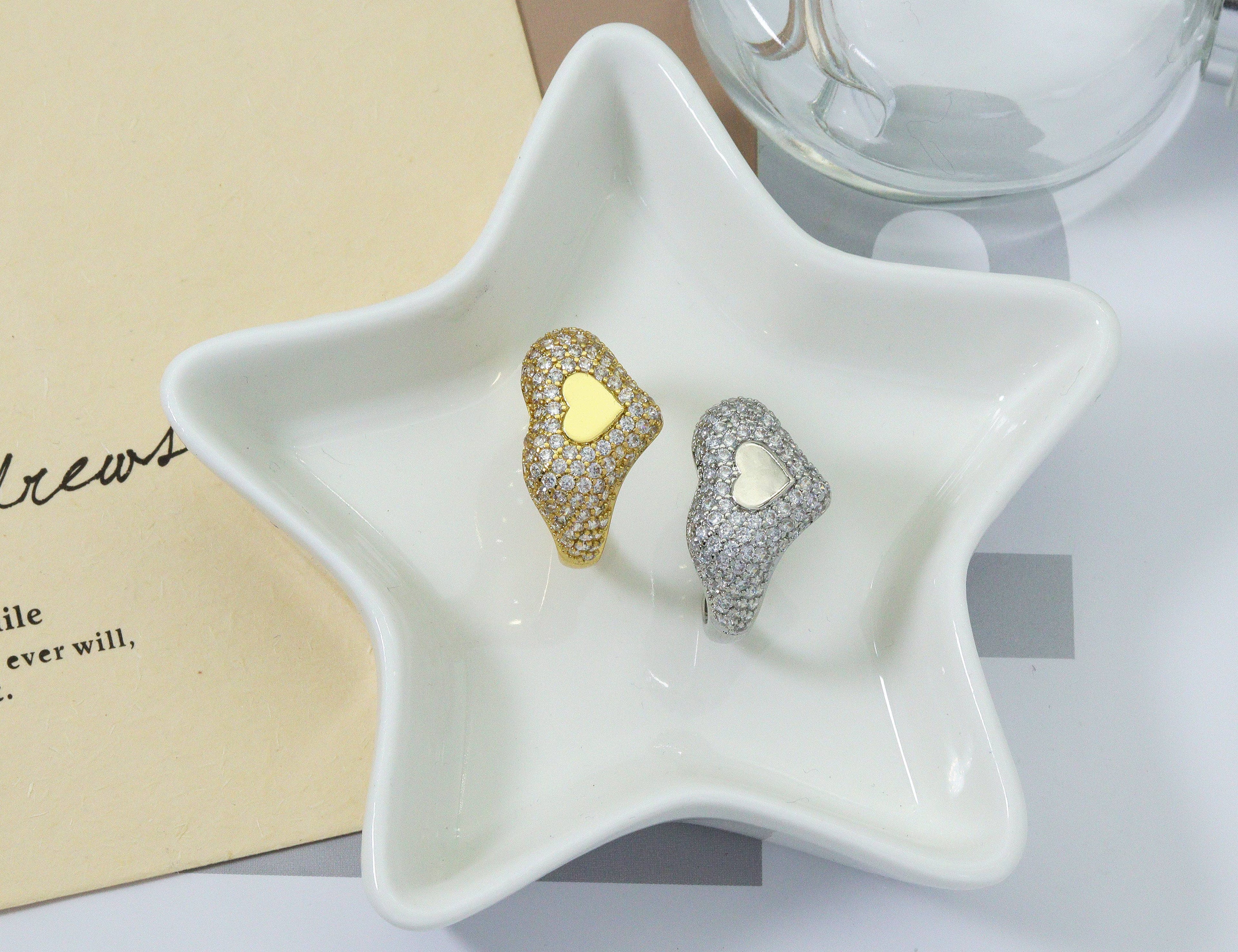 CZ Heart Adjustable Ring, Sku#B183