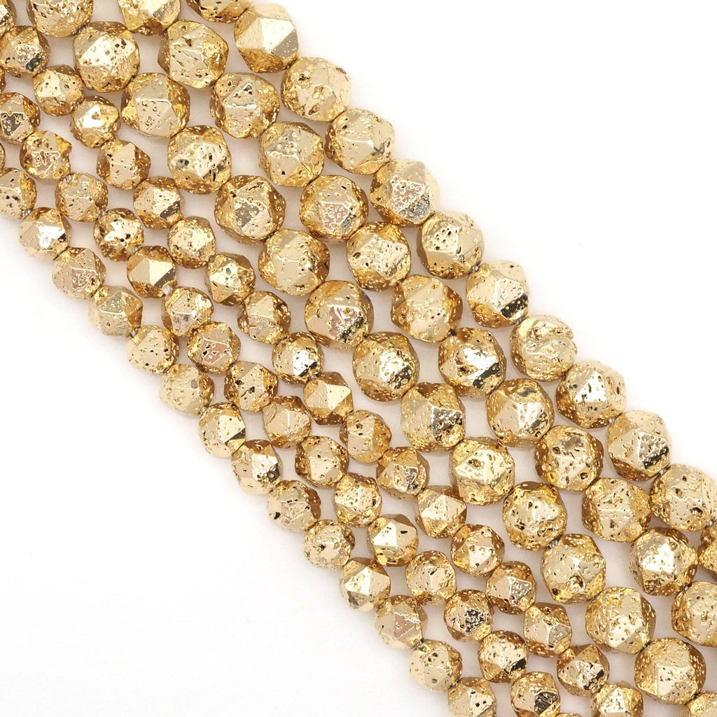 Diamond Cut Light Gold Lava Beads, Sku#S155