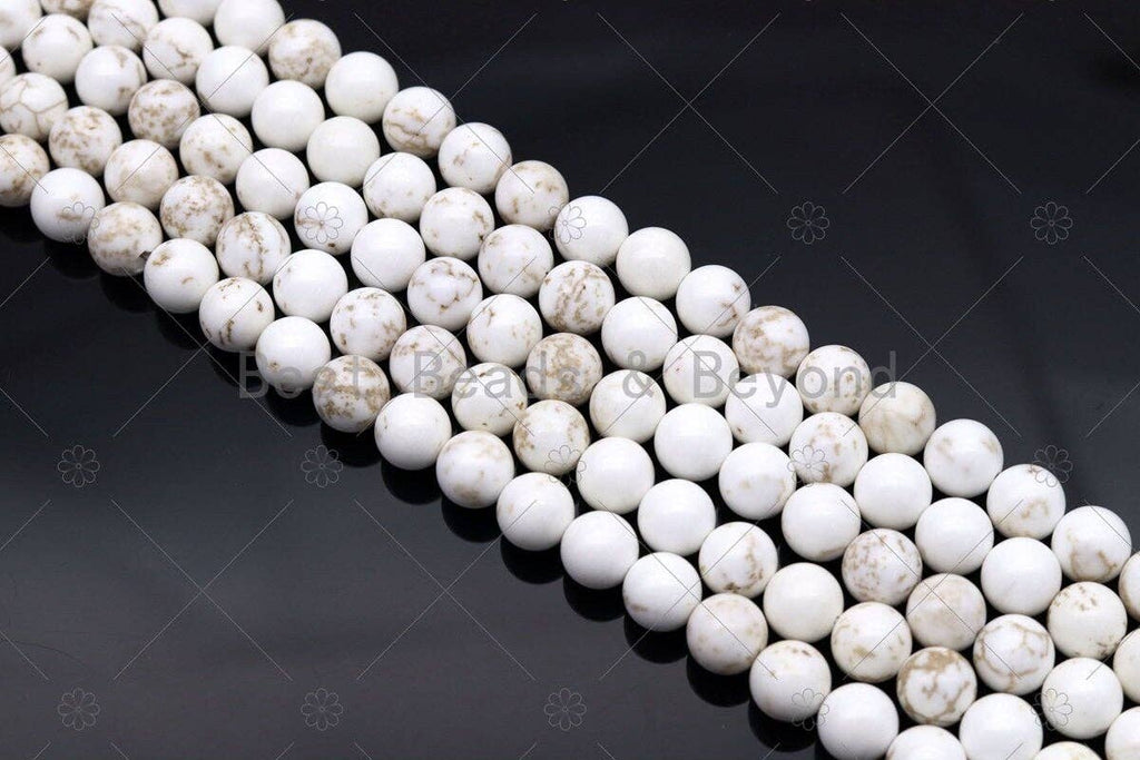 Natural White Howlite with Light Vein Round Smooth beads, sku#U1179
