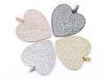 CZ Clear/Black Micro Pave Heart Pendant, Heart Shaped Pave Pendant, Gold/Rose Gold/Silver/Gunmetal plated, 30x36.5mm, Sku#F107