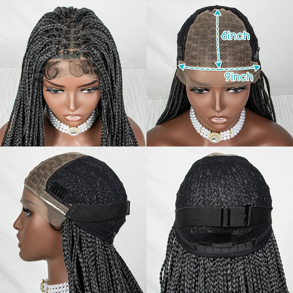 Perrue tressée Water Wave 36" | Dentelle frontale | Cheveux de bébé | Longues tresses