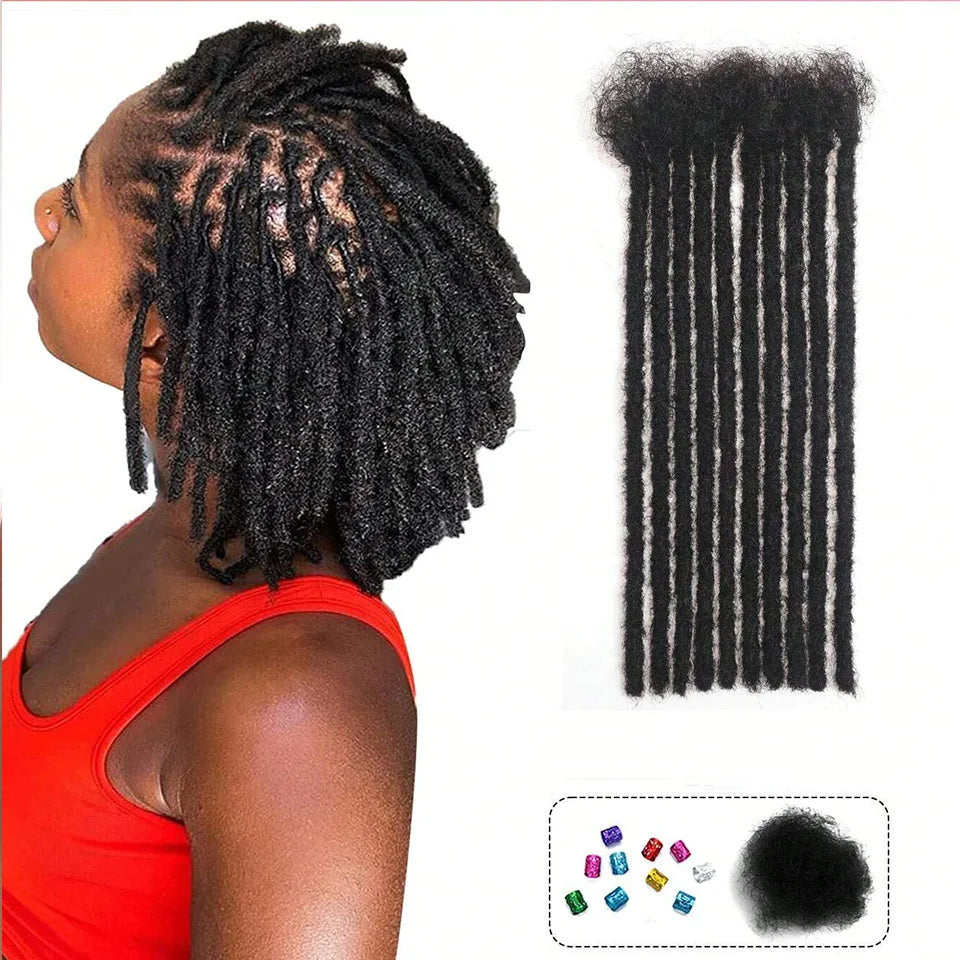Extensions de Dreadlocks 100 % Cheveux Humains Naturels | Locks Remy Colorées de 8-14 Pouces (20/40/60 Mèches, Épaisseur 0,6 cm)