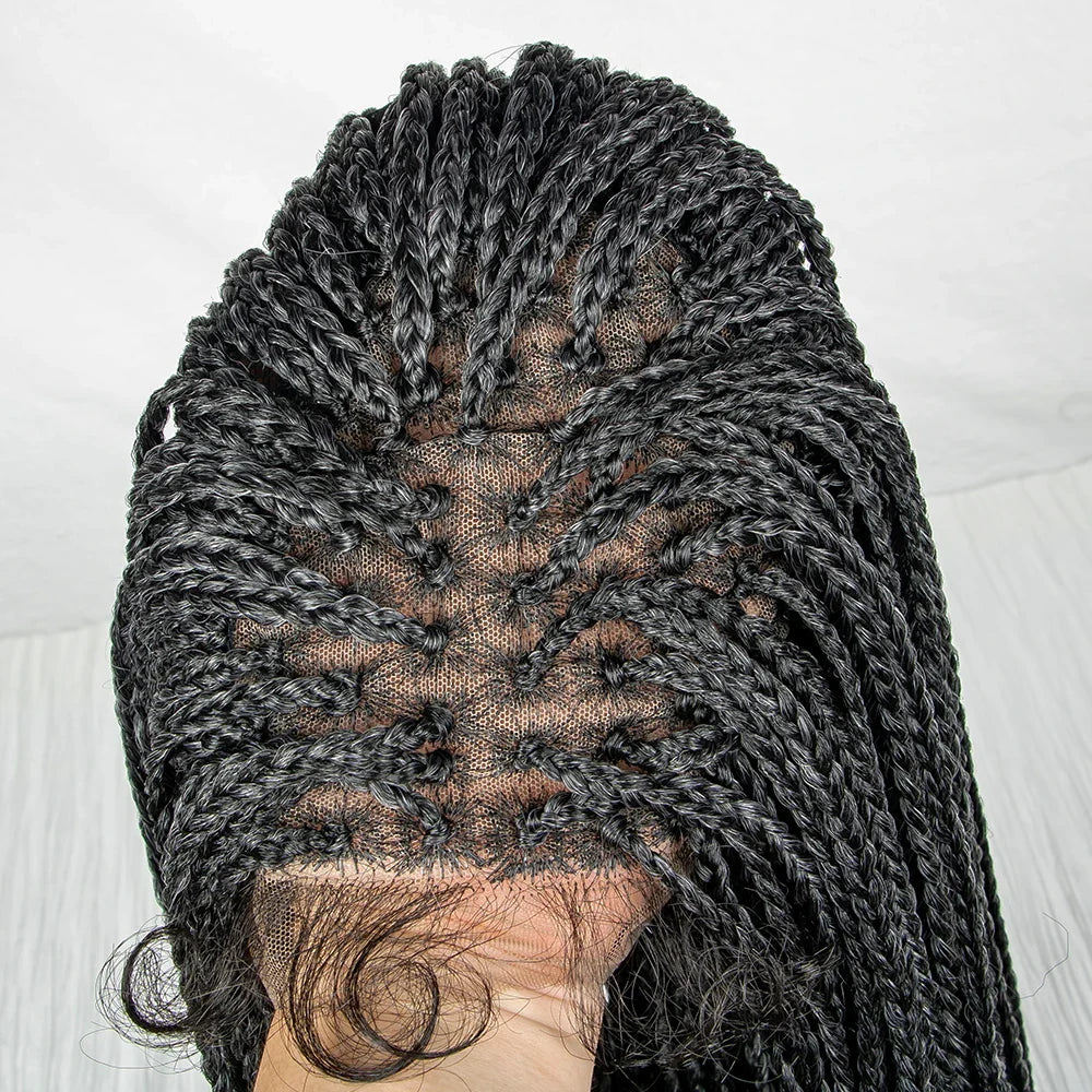 Perrue tressée Water Wave 36" | Dentelle frontale | Cheveux de bébé | Longues tresses