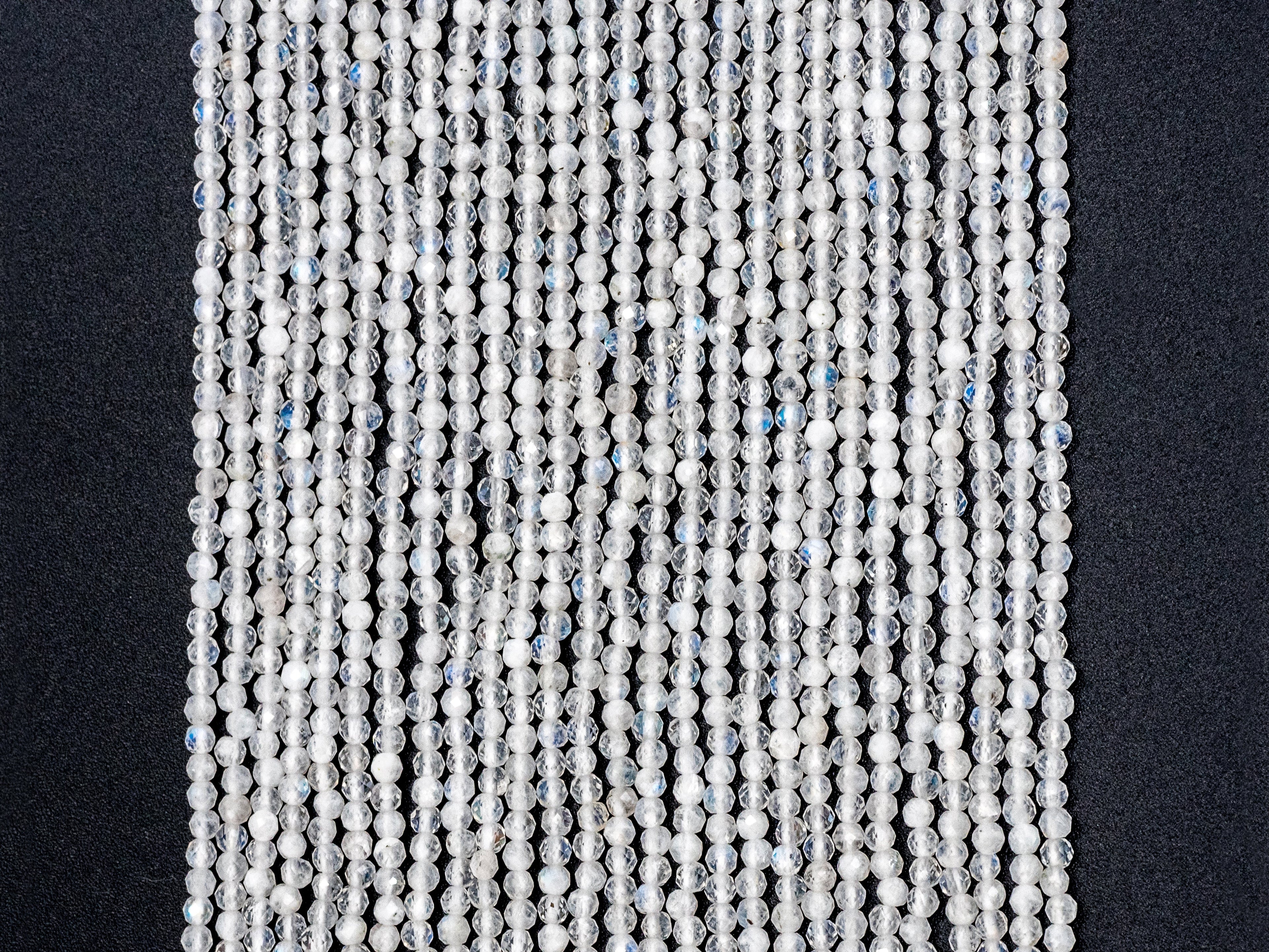 Quality Natural Moonstone Round Faceted beads, 2mm/3mm/4mm Small Sparkly White Gemstone Beads, White Moonstone, 15.5inch strand, SKU#U214