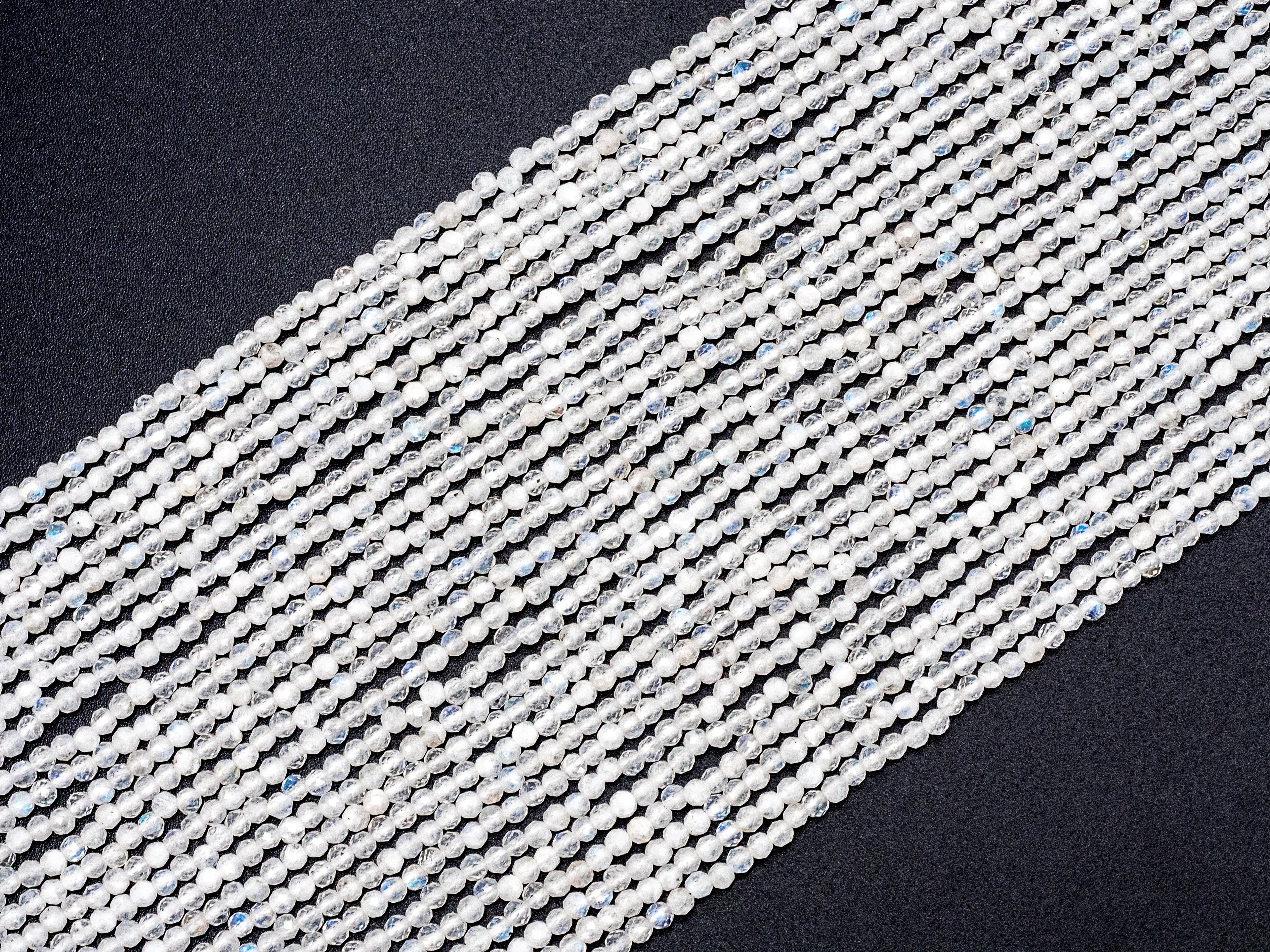 Quality Natural Moonstone Round Faceted beads, 2mm/3mm/4mm Small Sparkly White Gemstone Beads, White Moonstone, 15.5inch strand, SKU#U214