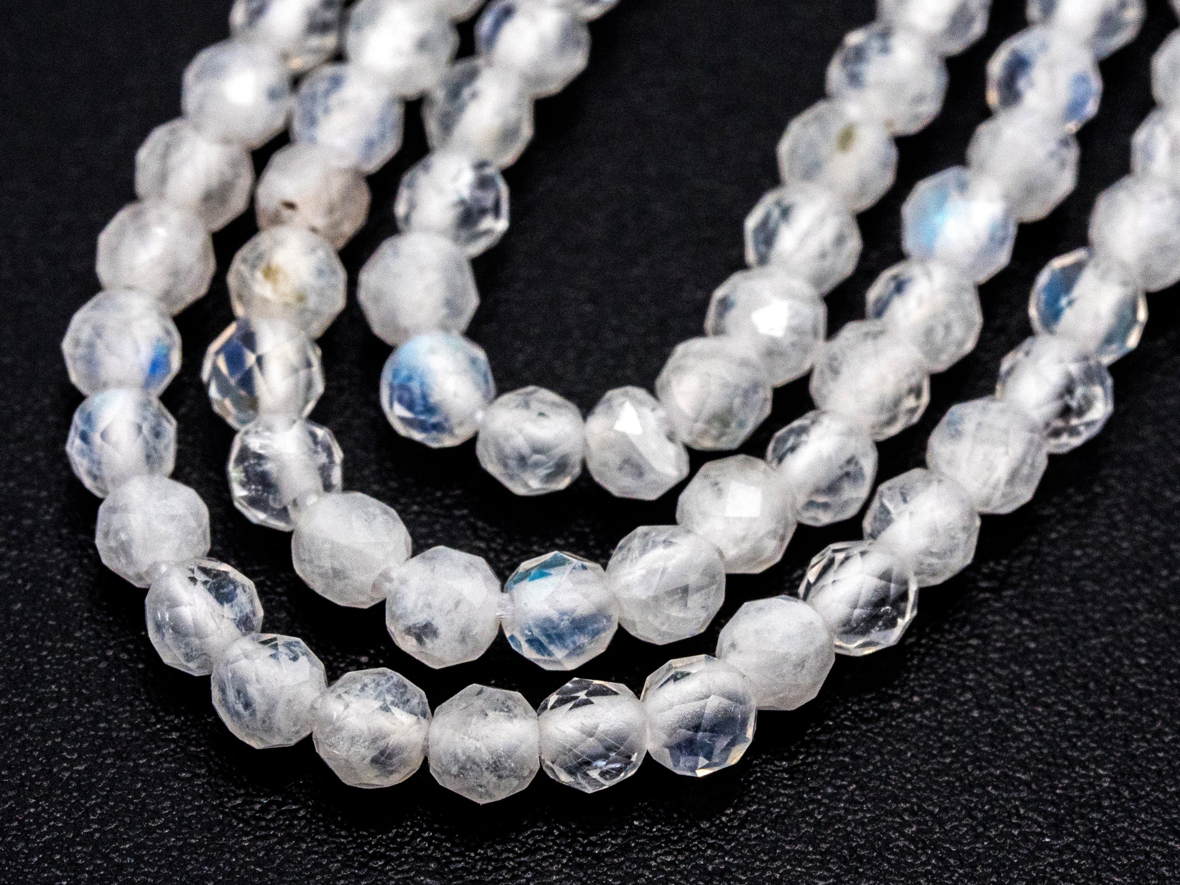 Quality Natural Moonstone Round Faceted beads, 2mm/3mm/4mm Small Sparkly White Gemstone Beads, White Moonstone, 15.5inch strand, SKU#U214
