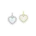 Gold White Pearl Heart Charm Pendant, Sku#A404