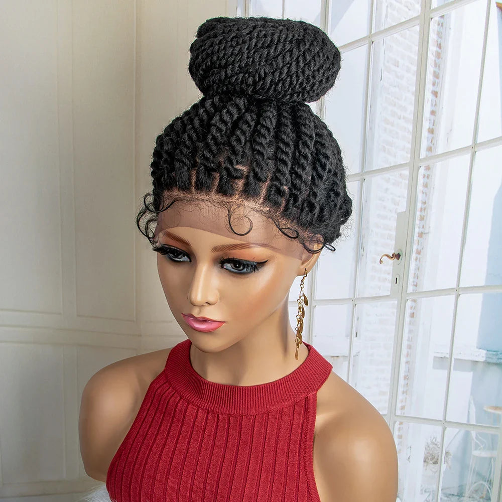 Perruque tressée chignon nouvelle collection | Chignon haut lace front avec cheveux de bébé