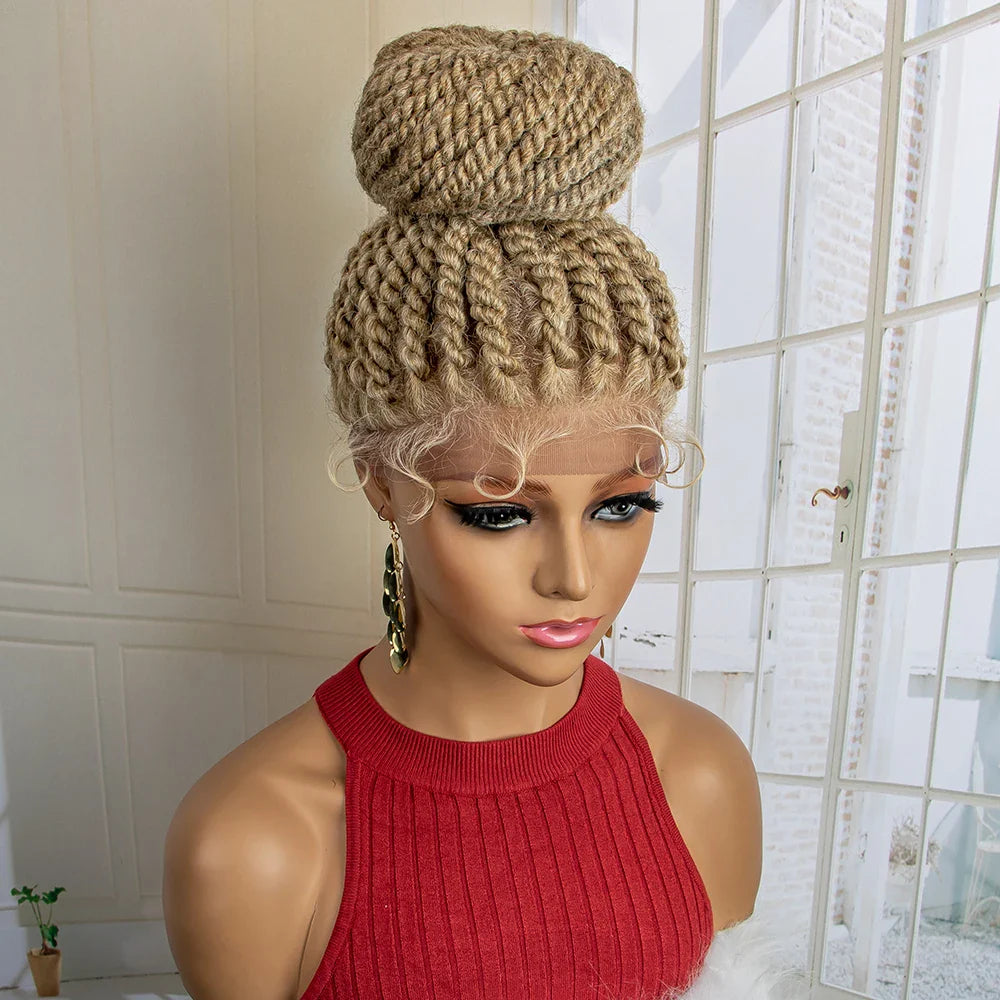Perruque tressée chignon nouvelle collection | Chignon haut lace front avec cheveux de bébé
