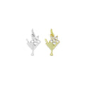 Gold Silver Flower Martini Glass Cup Charm Pendant, Sku#A464