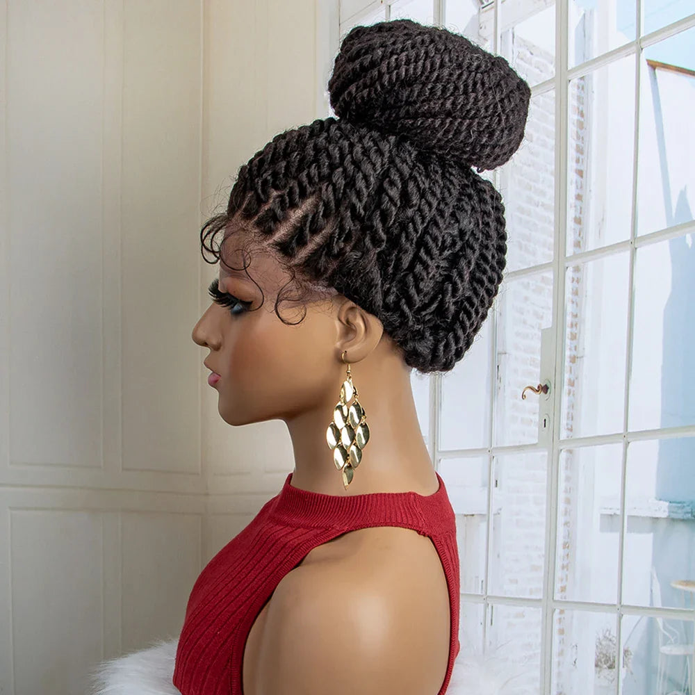 Perruque tressée chignon nouvelle collection | Chignon haut lace front avec cheveux de bébé