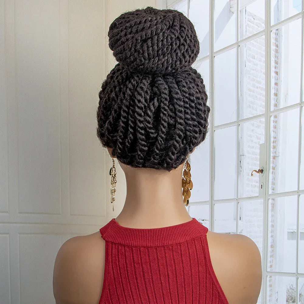 Perruque tressée chignon nouvelle collection | Chignon haut lace front avec cheveux de bébé
