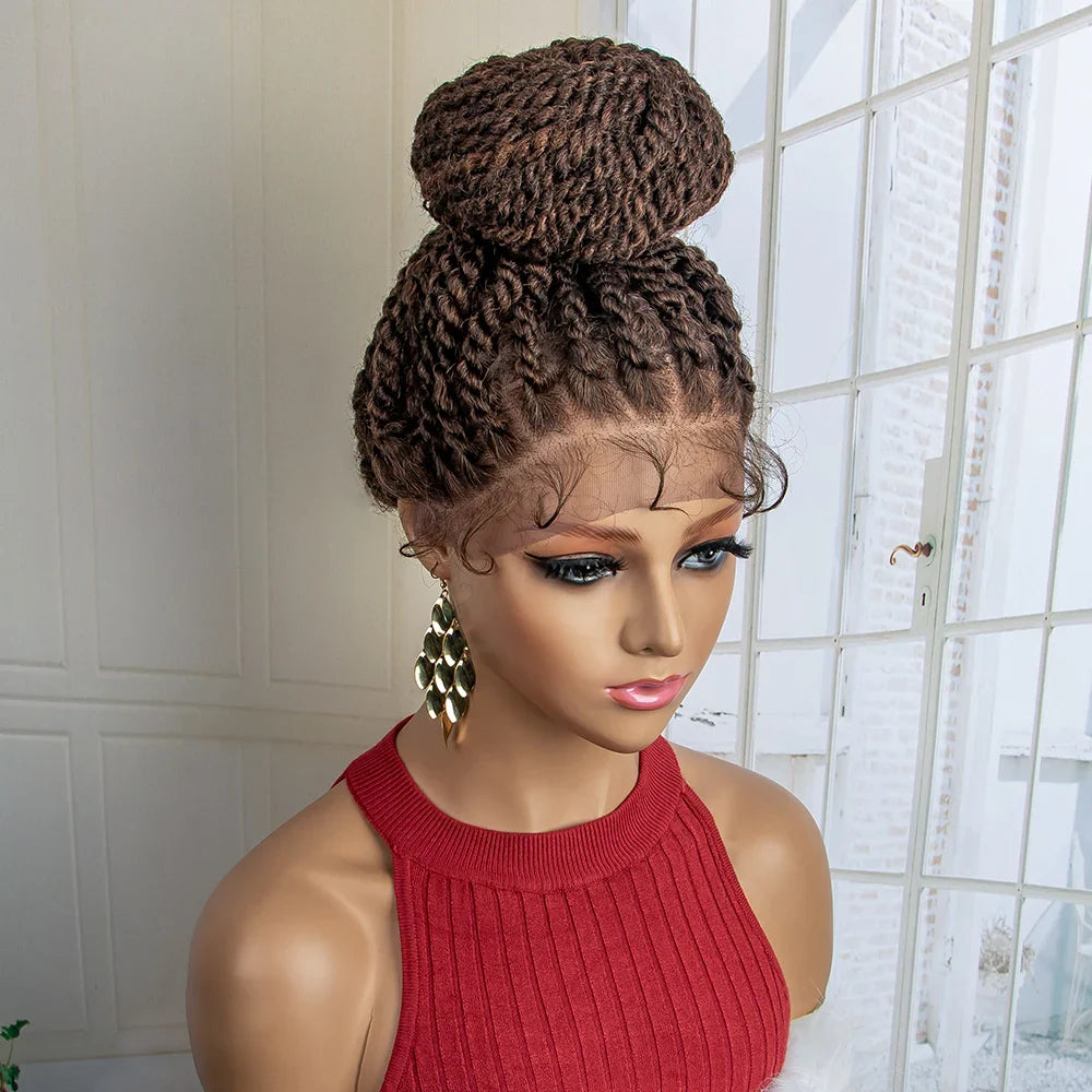 Perruque tressée chignon nouvelle collection | Chignon haut lace front avec cheveux de bébé