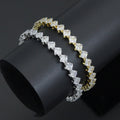Gold Silver Clear Rhombus Diamond Shape CZ Stretchy Bracelet, Sku#A506