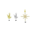 Gold Silver Shaka Hand Gesture Pearl North Star Pendant charm, Sku#A511
