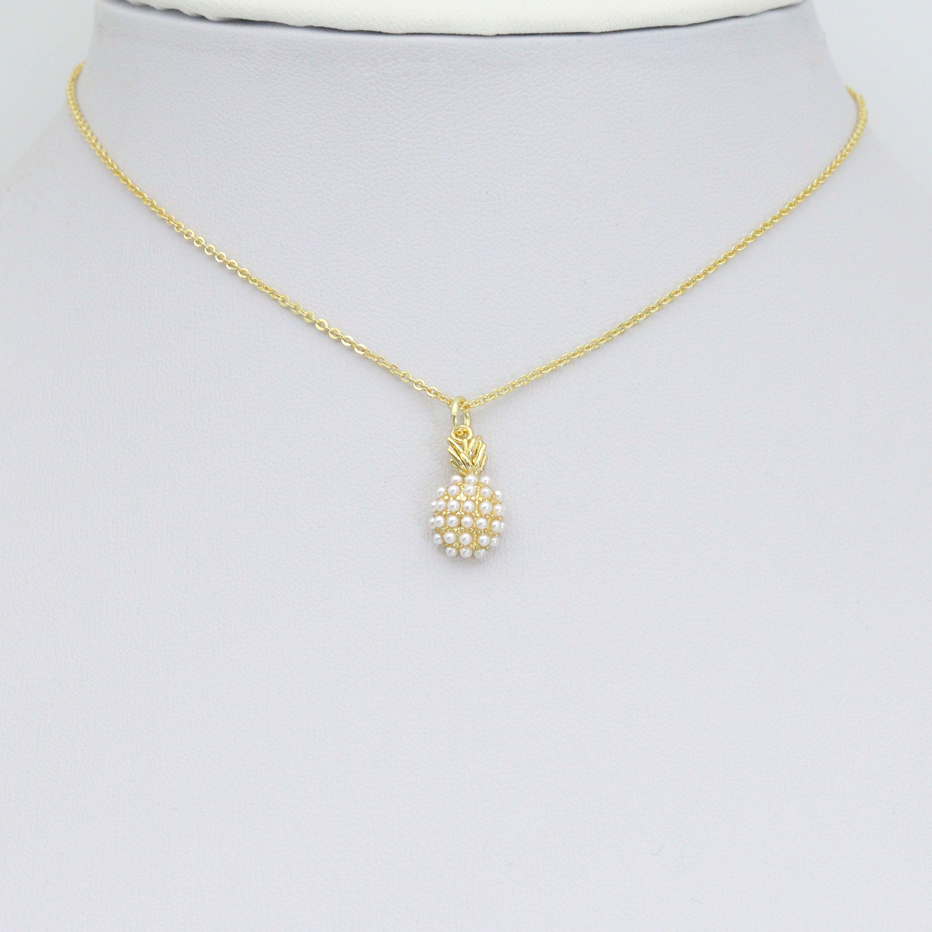 Cute White Pearl Pineapple Pendant charm, Sku#A514
