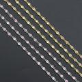 High Quality 1 Foot/Yard-Pink CZ Beaded Chain-4mm Cubic Zironia Bezel Chain, sku#A516