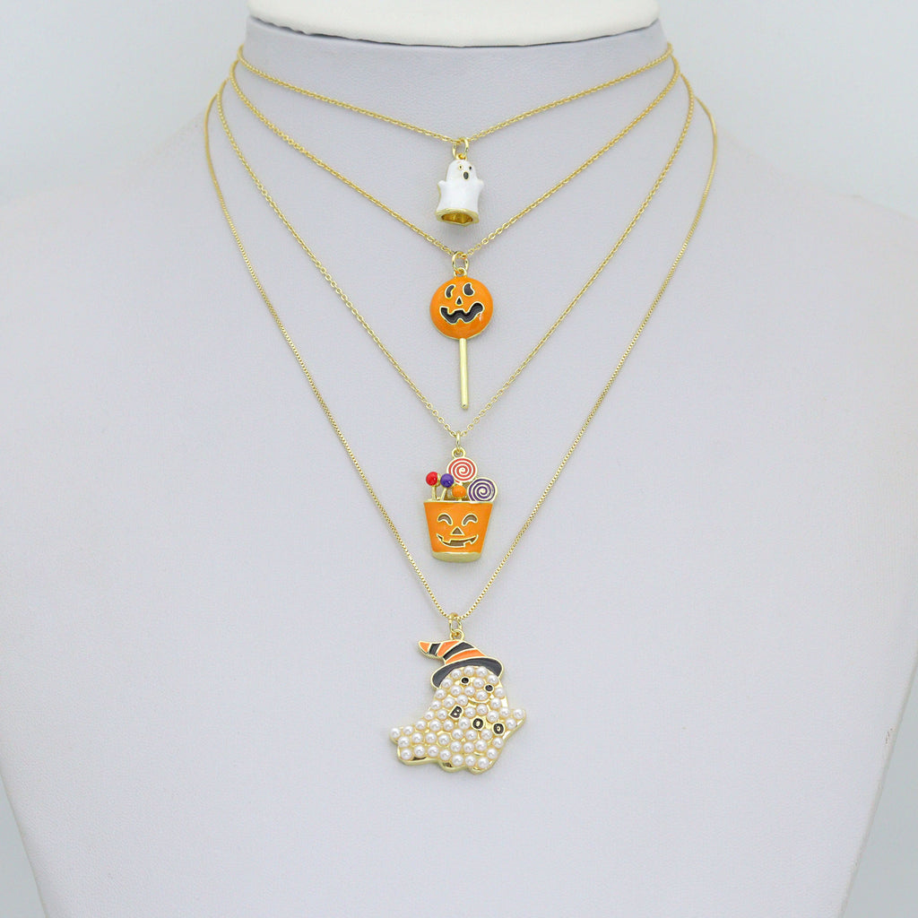 Halloween Boo Ghost Pumpkin Lollipop Candy Basket Charm Pendant, Halloween Sku#A519