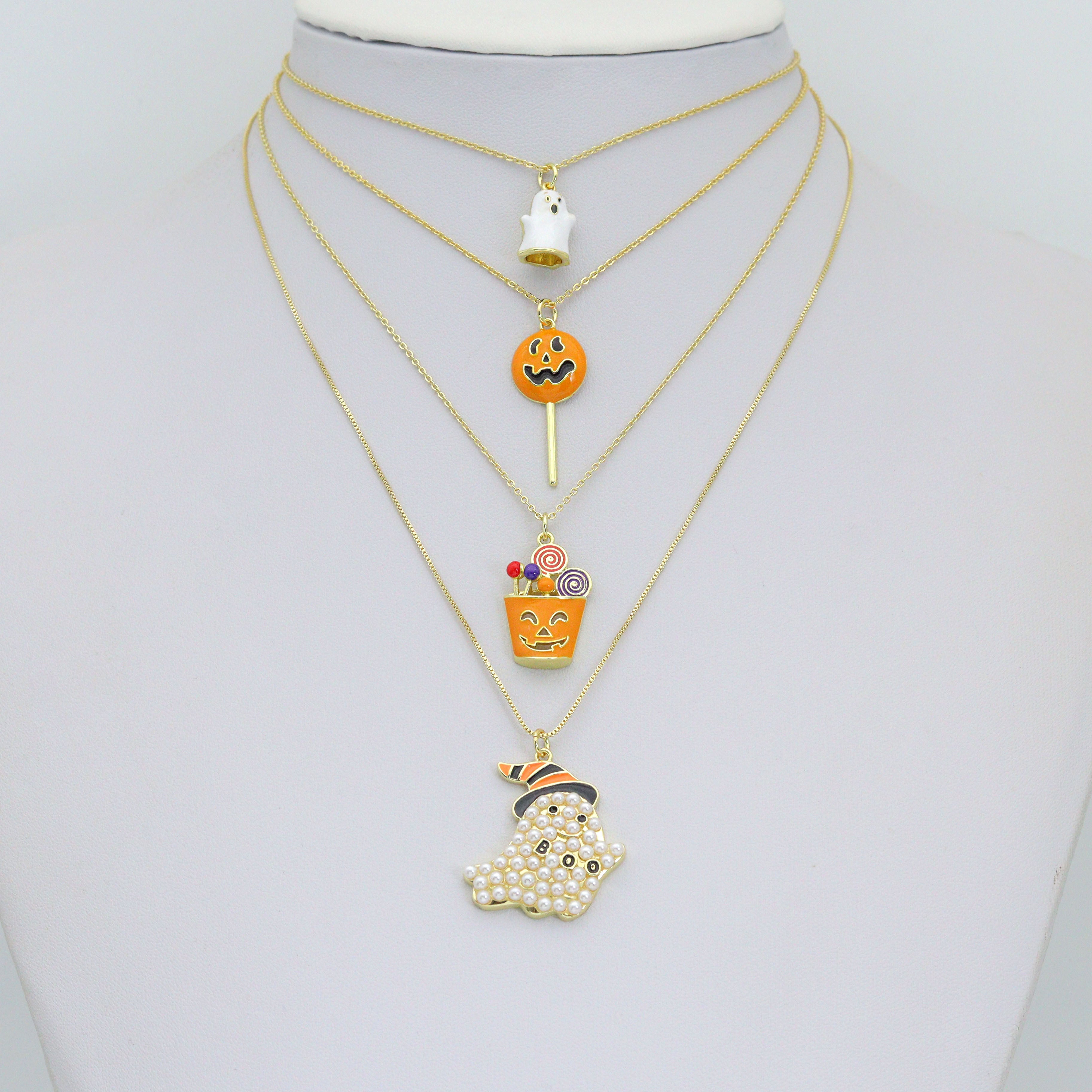Halloween Boo Ghost Pumpkin Lollipop Candy Basket Charm Pendant, Halloween Sku#A519