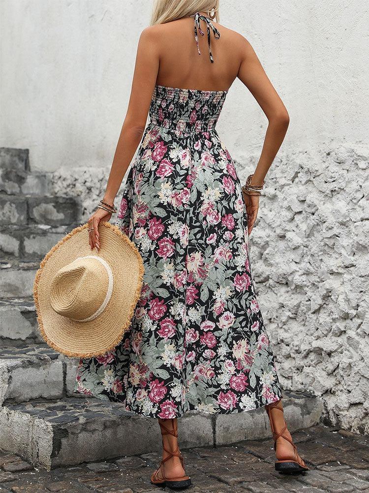 Robe de cow-girl Épines et Roses | Robe sans manches sexy à col en V fleuri pour cow-girls