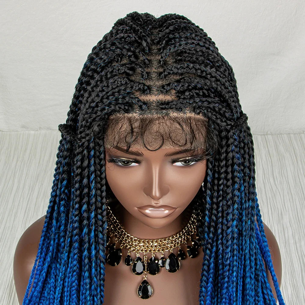 Perrue tressée Water Wave 36" | Dentelle frontale | Cheveux de bébé | Longues tresses