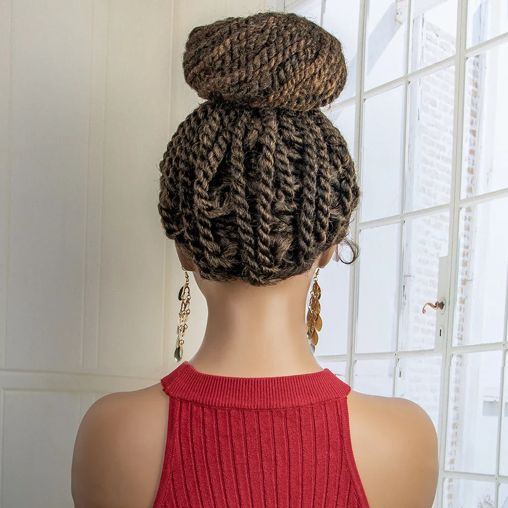 Perruque tressée chignon nouvelle collection | Chignon haut lace front avec cheveux de bébé