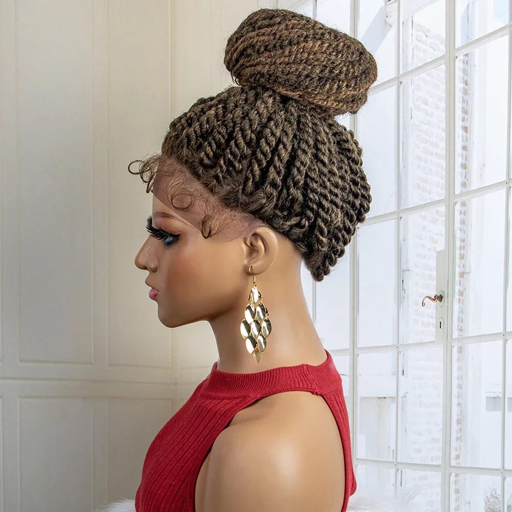 Perruque tressée chignon nouvelle collection | Chignon haut lace front avec cheveux de bébé
