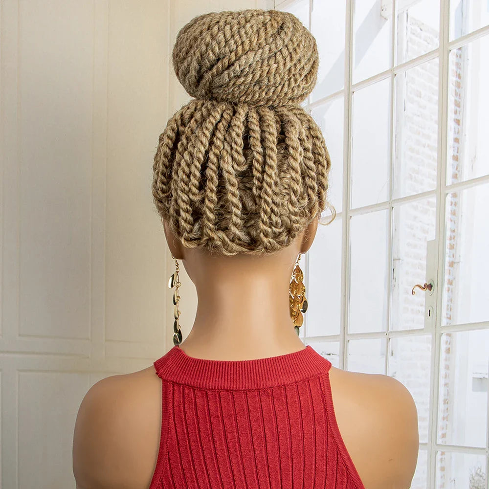 Perruque tressée chignon nouvelle collection | Chignon haut lace front avec cheveux de bébé