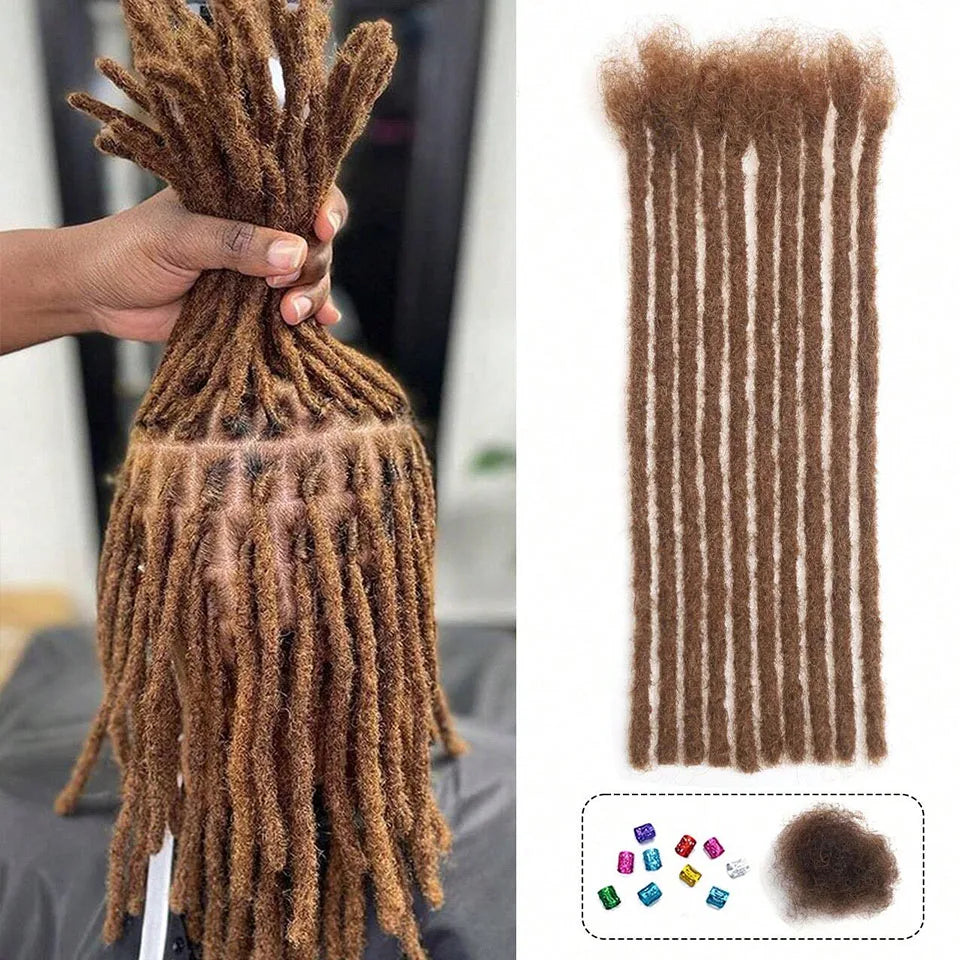 Extensions de Dreadlocks 100 % Cheveux Humains Naturels | Locks Remy Colorées de 8-14 Pouces (20/40/60 Mèches, Épaisseur 0,6 cm)