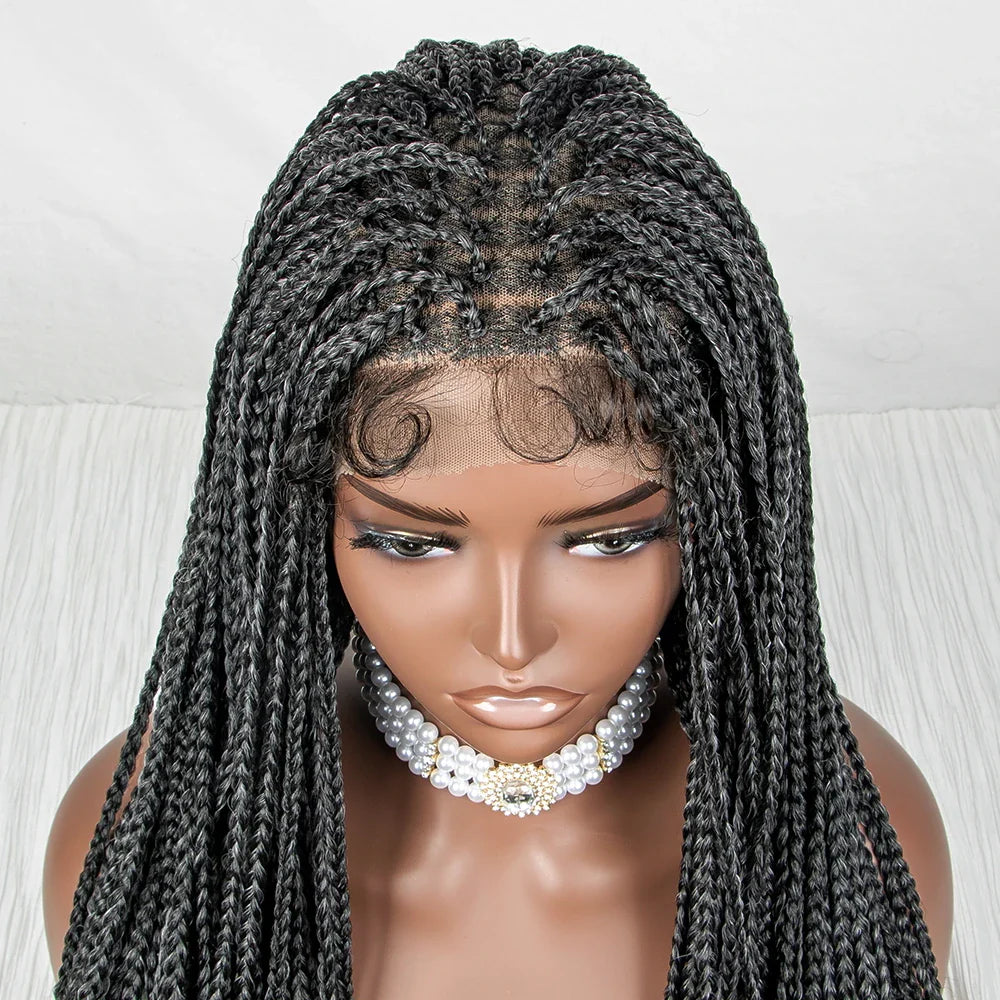 Perrue tressée Water Wave 36" | Dentelle frontale | Cheveux de bébé | Longues tresses