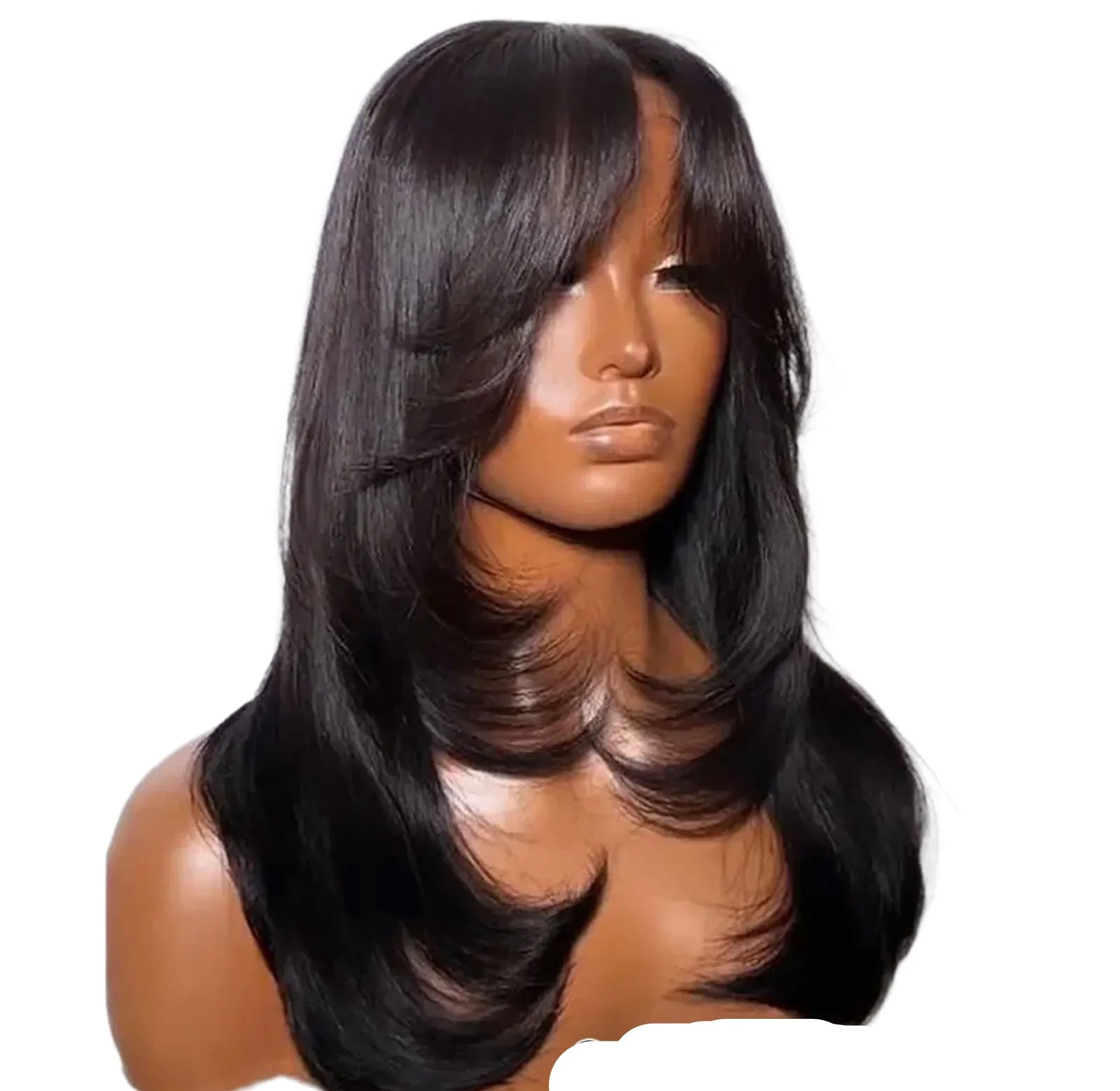 Perruque de Cheveux Humains Dégradée avec Frange Rideau | Lace Frontale 13x4 & Closure 4x4 | Sans Colle Prête à Porter