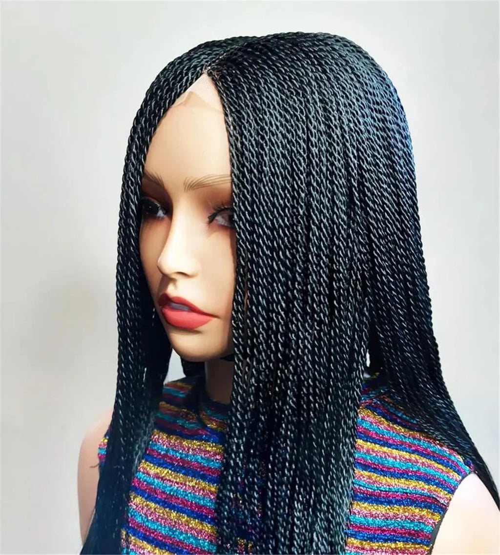 Senegalese Micro Twist Braided Wig | Bob Length | Light Passion Twist | Lace Front Wig | Black Women