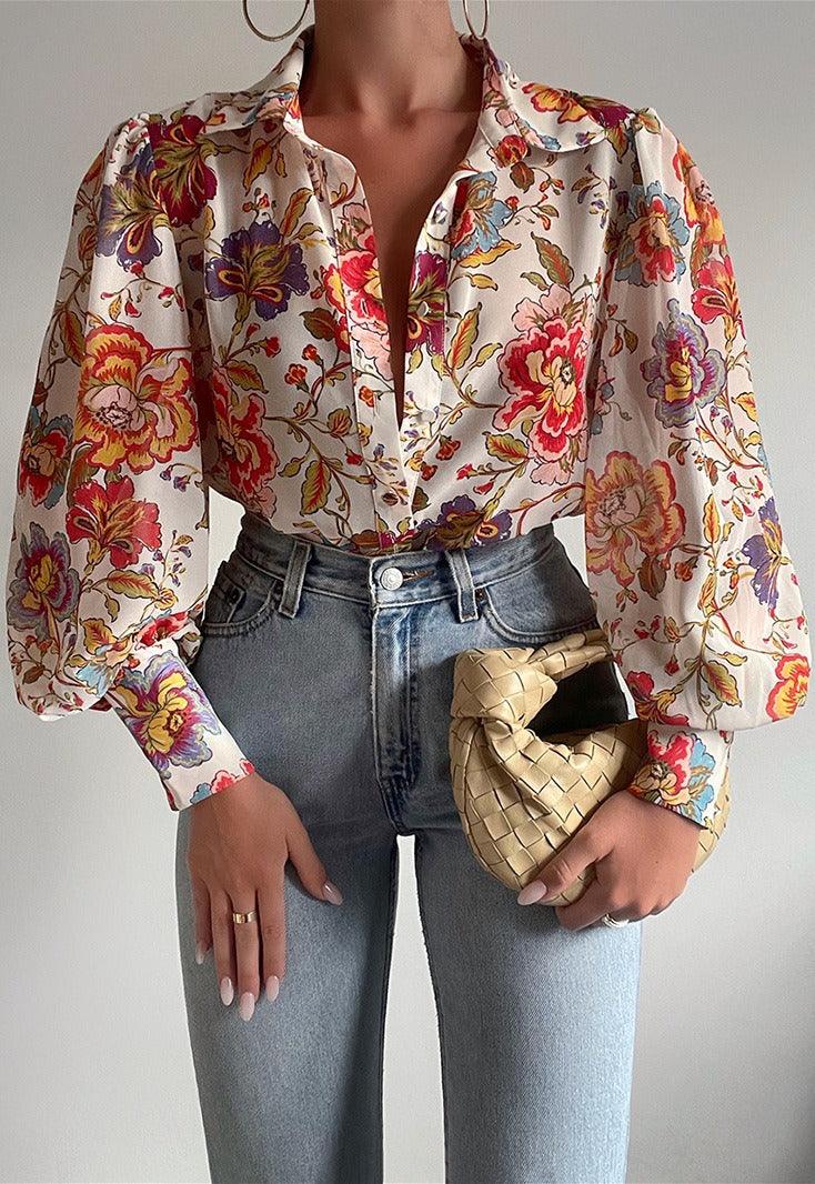 Haut décontracté à manches longues et à simple boutonnage | Mode cow-girl colorée pour tous les jours