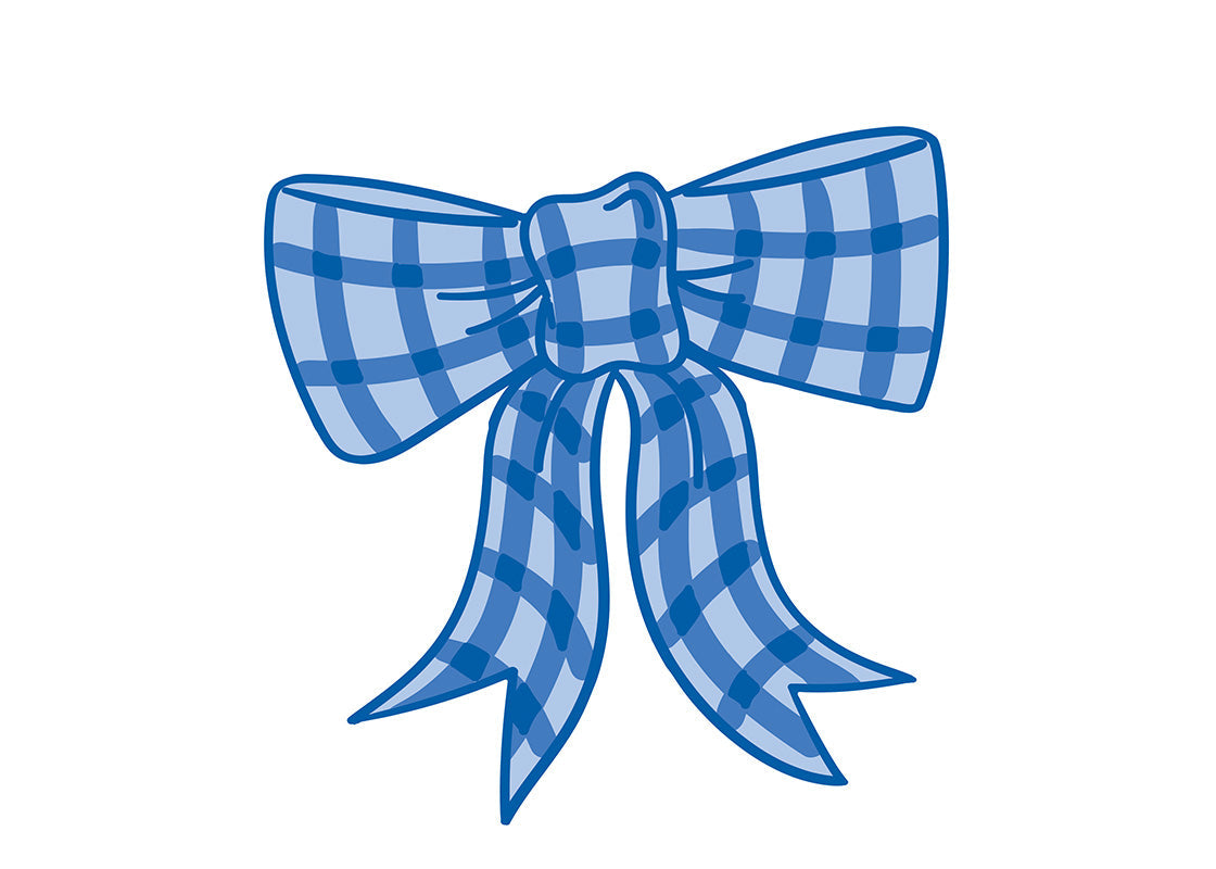 Blue Gingham Bow Big Attachment