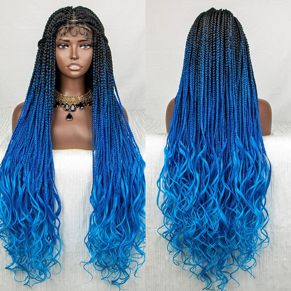 Perrue tressée Water Wave 36" | Dentelle frontale | Cheveux de bébé | Longues tresses