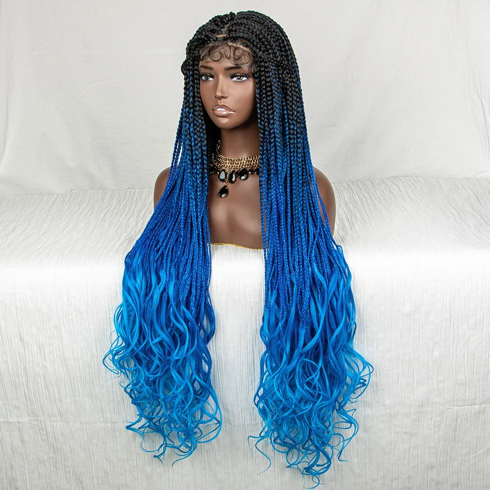 Perrue tressée Water Wave 36" | Dentelle frontale | Cheveux de bébé | Longues tresses