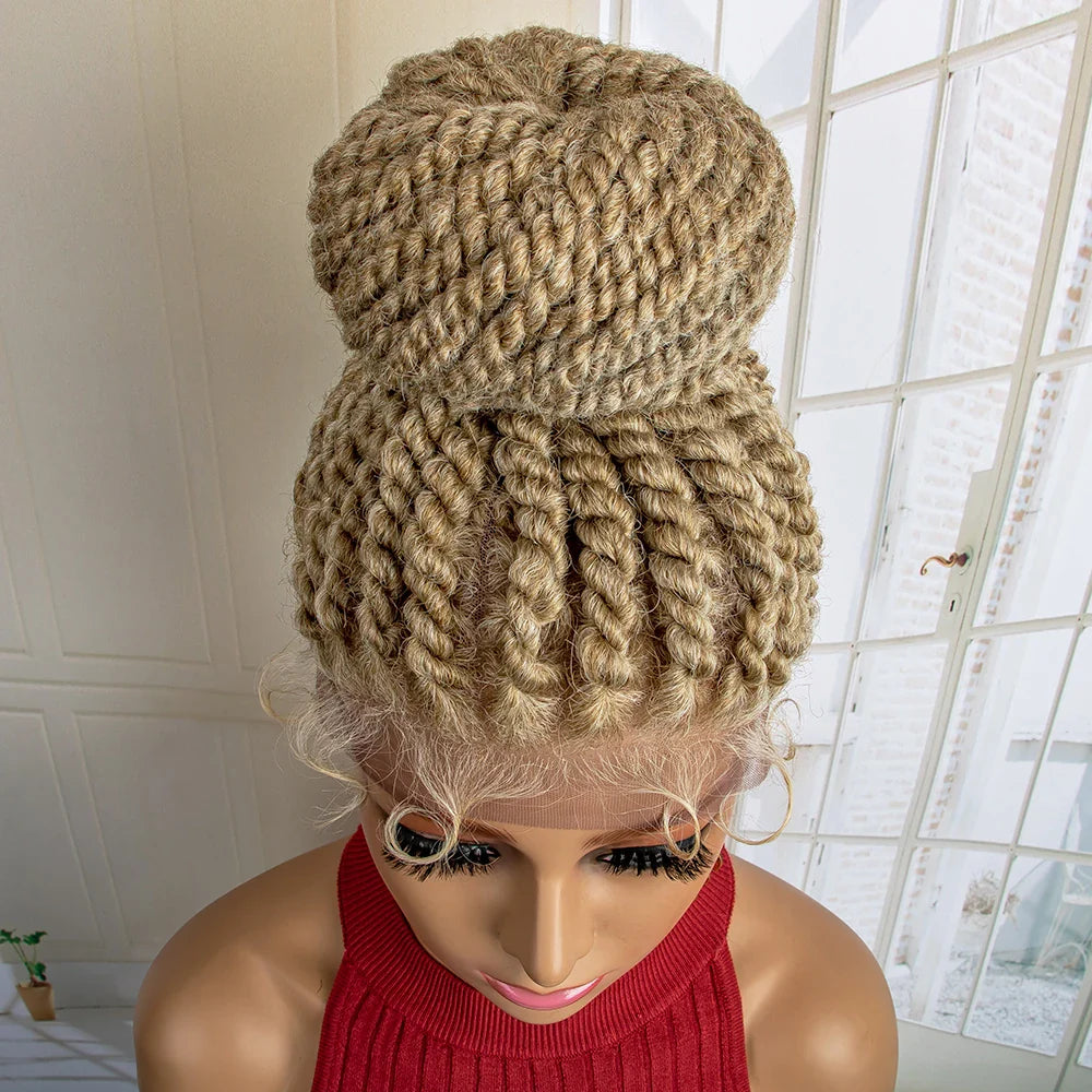 Perruque tressée chignon nouvelle collection | Chignon haut lace front avec cheveux de bébé