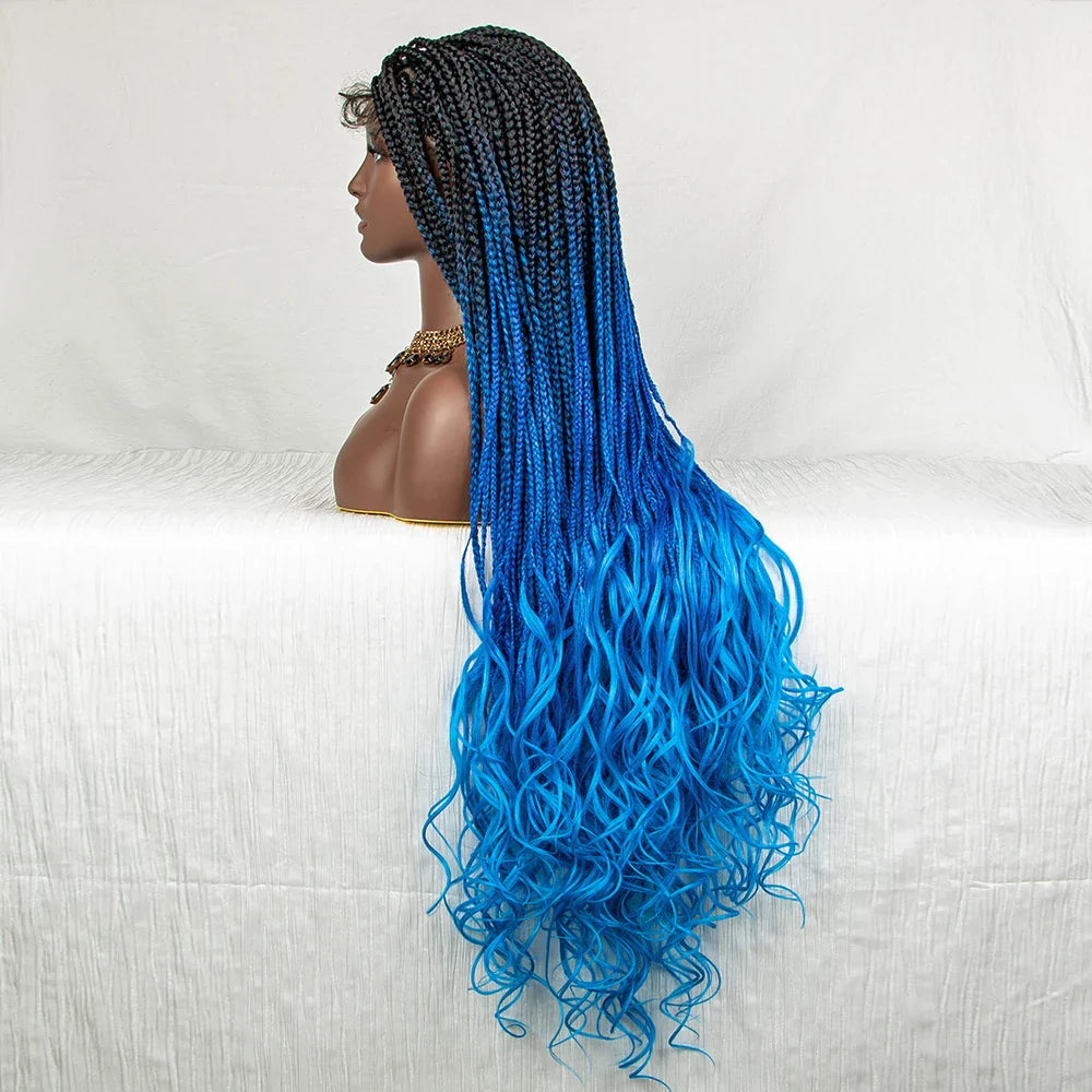 Perrue tressée Water Wave 36" | Dentelle frontale | Cheveux de bébé | Longues tresses