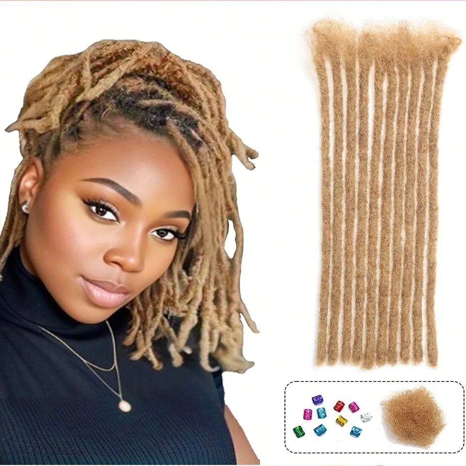 Extensions de Dreadlocks 100 % Cheveux Humains Naturels | Locks Remy Colorées de 8-14 Pouces (20/40/60 Mèches, Épaisseur 0,6 cm)