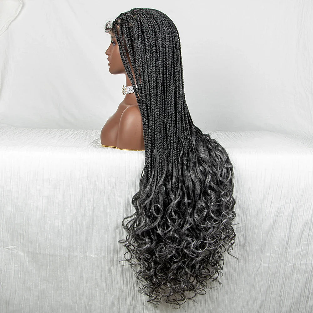Perrue tressée Water Wave 36" | Dentelle frontale | Cheveux de bébé | Longues tresses