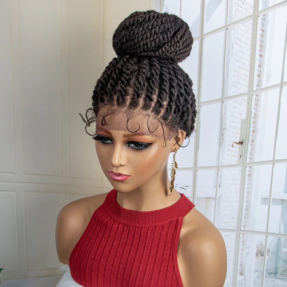 Perruque tressée chignon nouvelle collection | Chignon haut lace front avec cheveux de bébé