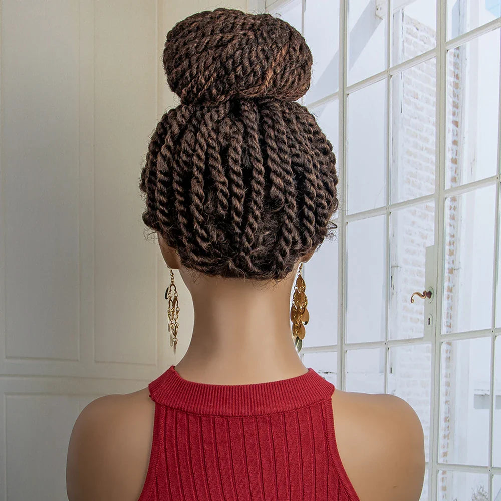 Perruque tressée chignon nouvelle collection | Chignon haut lace front avec cheveux de bébé