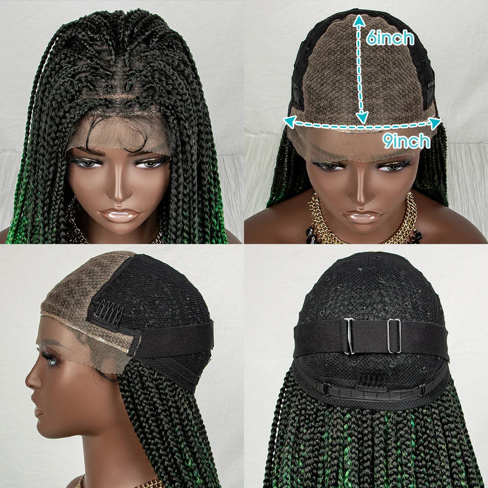 Perrue tressée Water Wave 36" | Dentelle frontale | Cheveux de bébé | Longues tresses