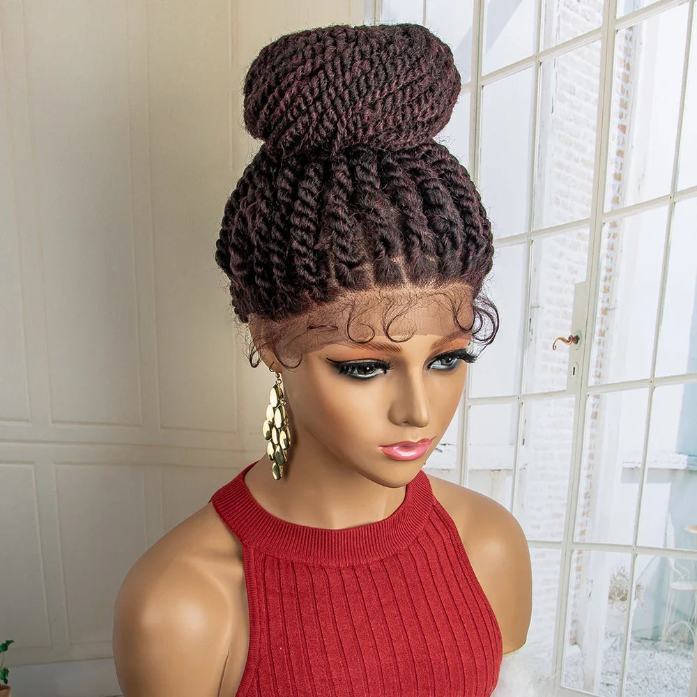 Perruque tressée chignon nouvelle collection | Chignon haut lace front avec cheveux de bébé